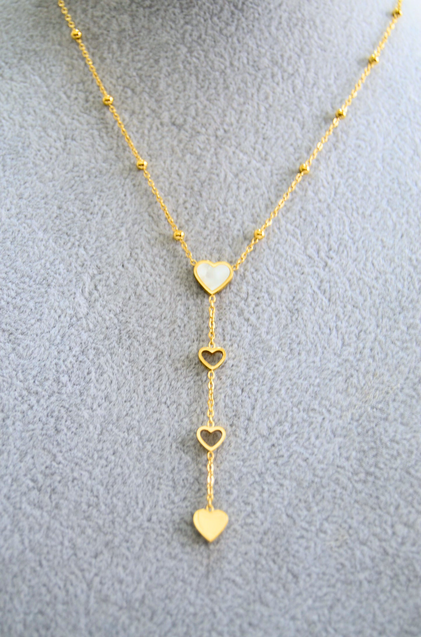 hearts necklace, drop necklace