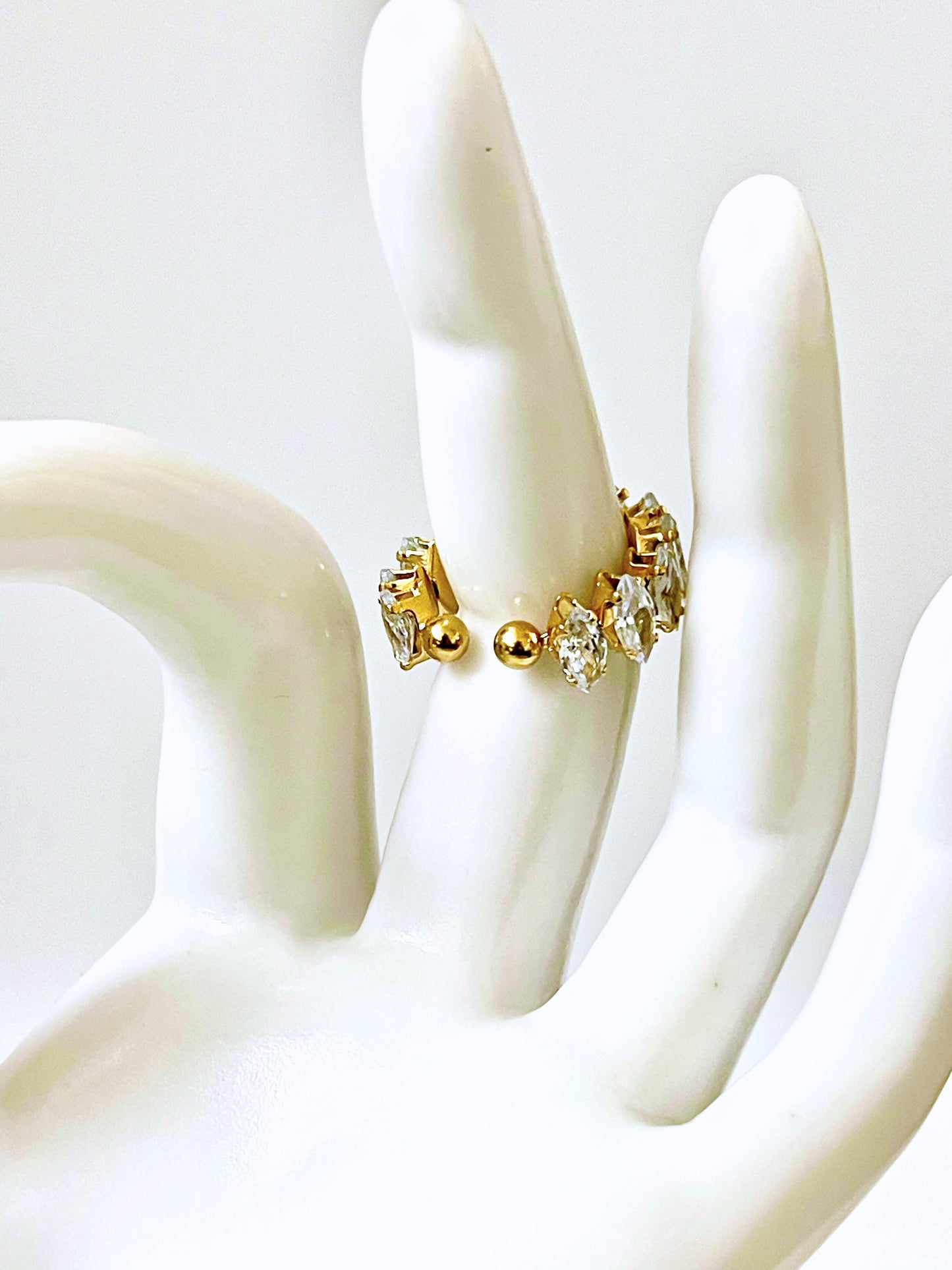 adjustable ring, crystal ring