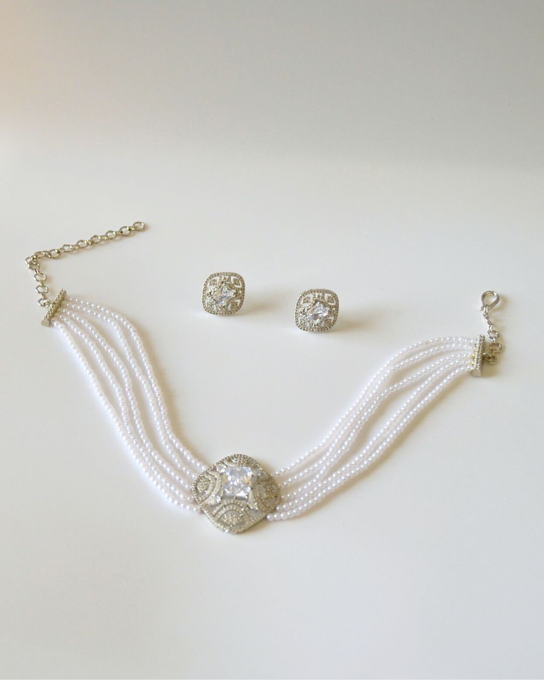 Kamya CZ Choker Necklace Set (available in white & black)