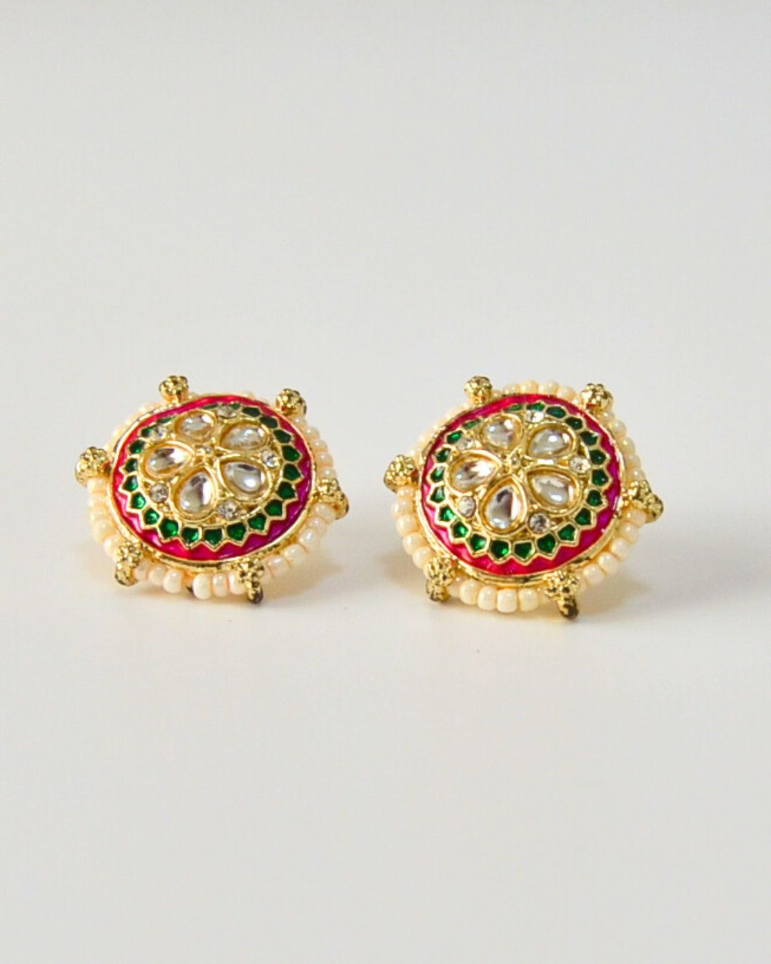 Meenakari Stud Earrings (available in magenta, pink, white, red, yellow)