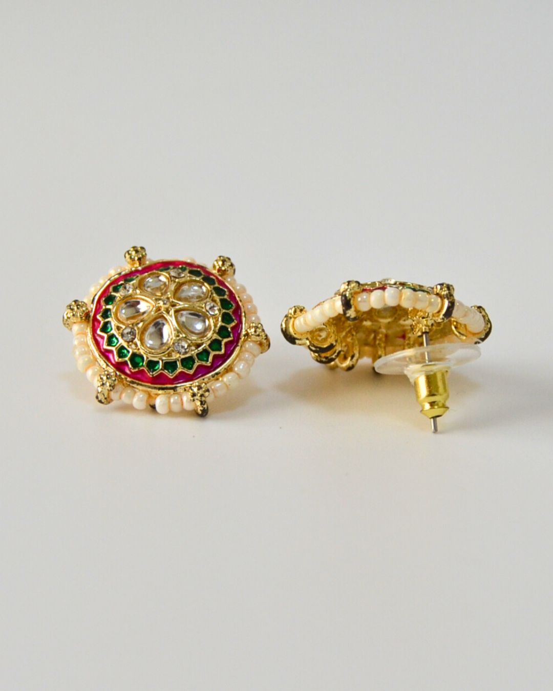 Meenakari Stud Earrings (available in magenta, pink, white, red, yellow)