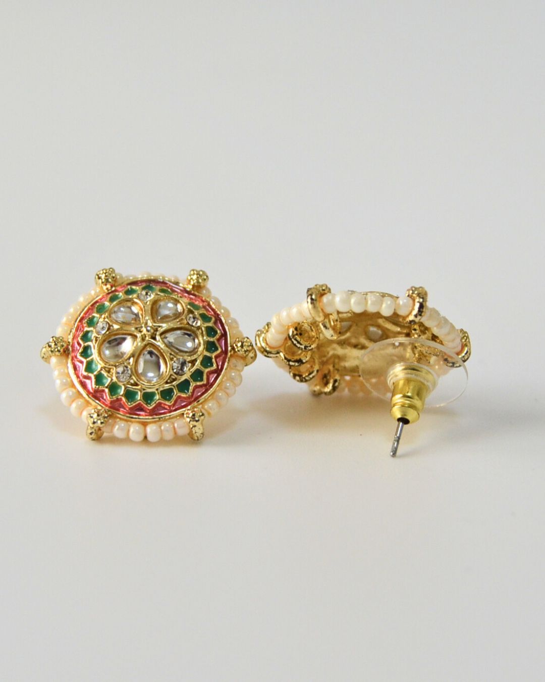 Meenakari Stud Earrings (available in magenta, pink, white, red, yellow)