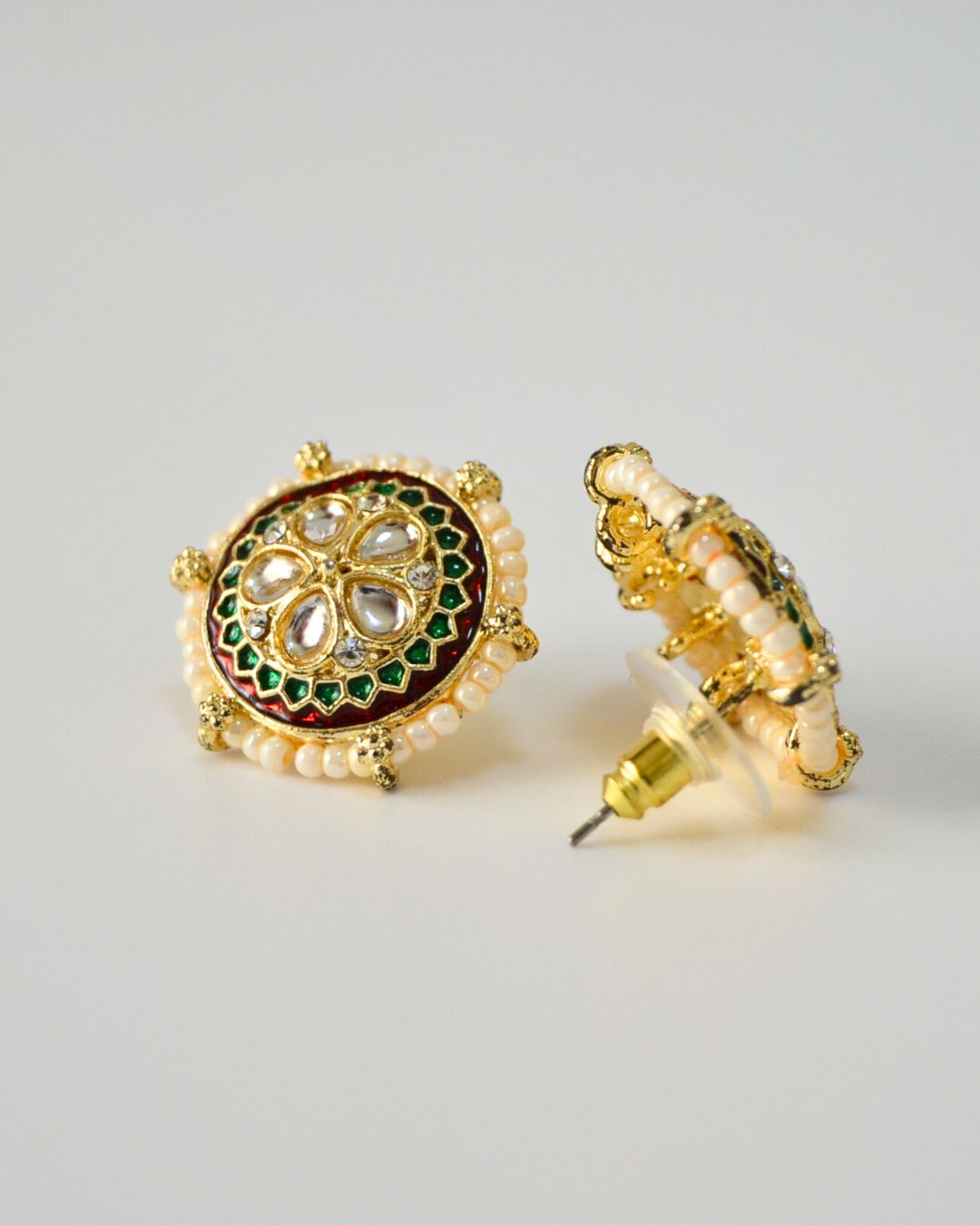 Meenakari Stud Earrings (available in magenta, pink, white, red, yellow)