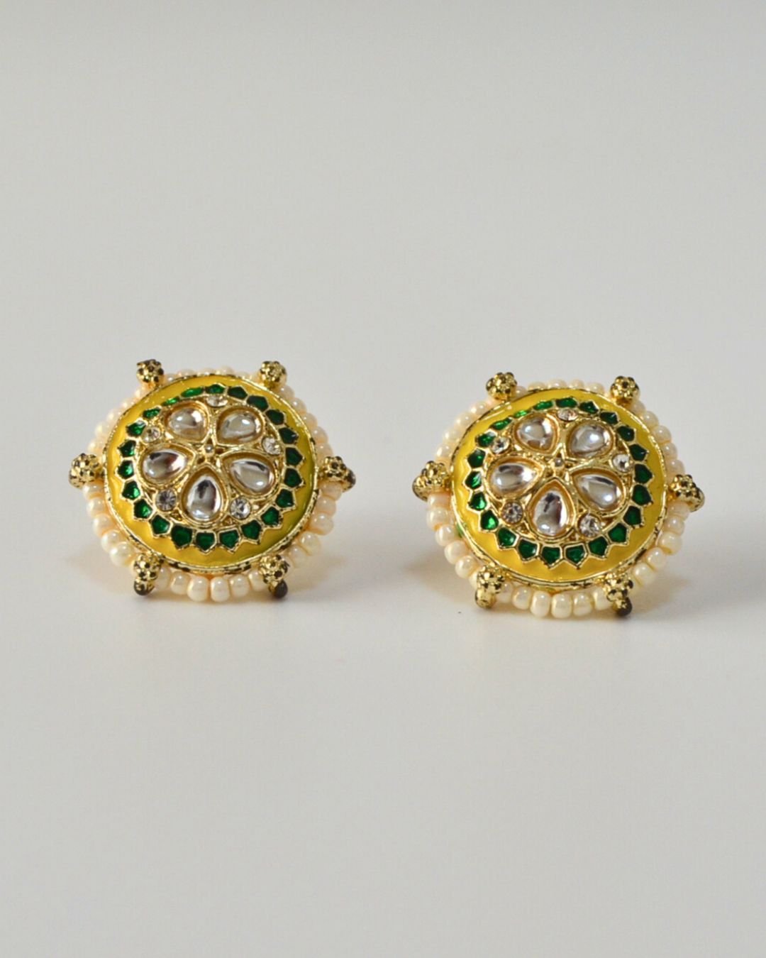 Meenakari Stud Earrings (available in magenta, pink, white, red, yellow)