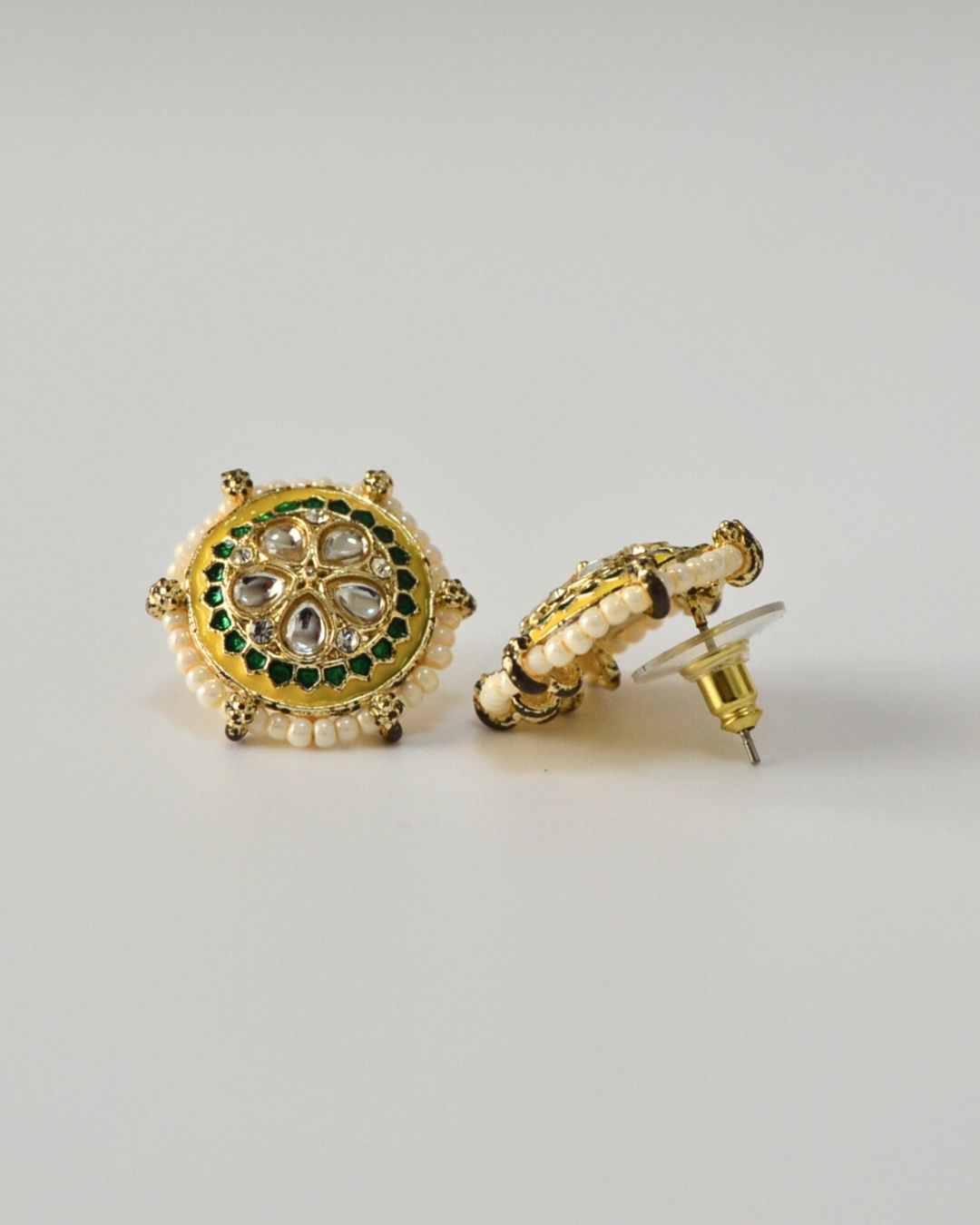 Meenakari Stud Earrings (available in magenta, pink, white, red, yellow)