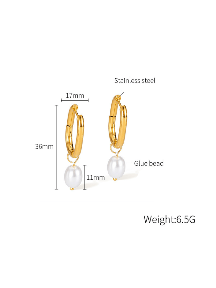 Mystic Pearl Elongated Round Drop Earrings