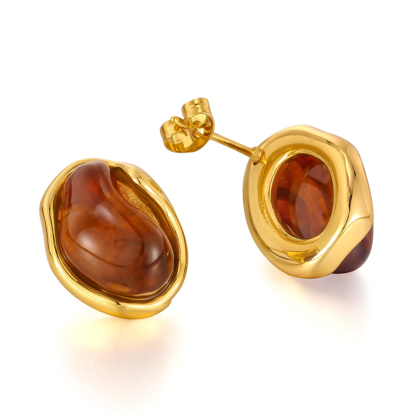 resin stud earrings, gold plated stud earrings