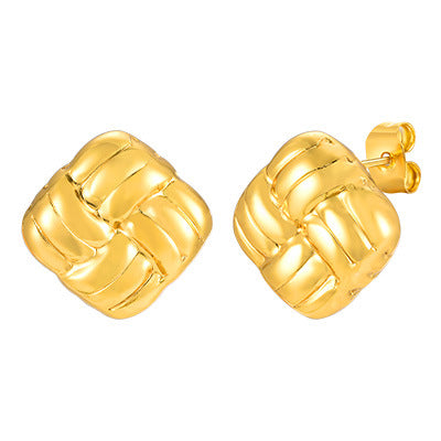 Square Ribbed Stud Earrings