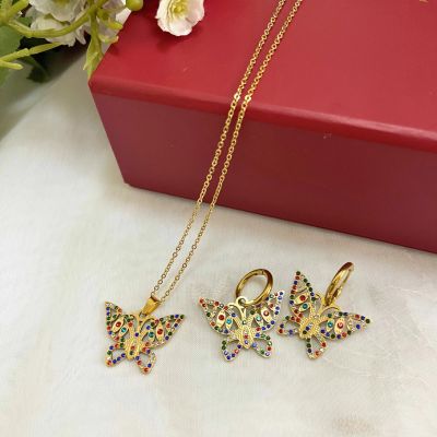 Prisma Butterfly Necklace & Earrings Set