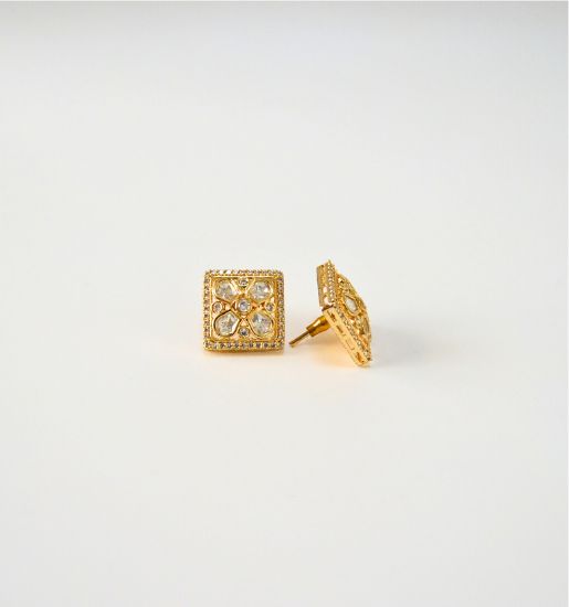Square Kundan Stud Earrings | Andaazs