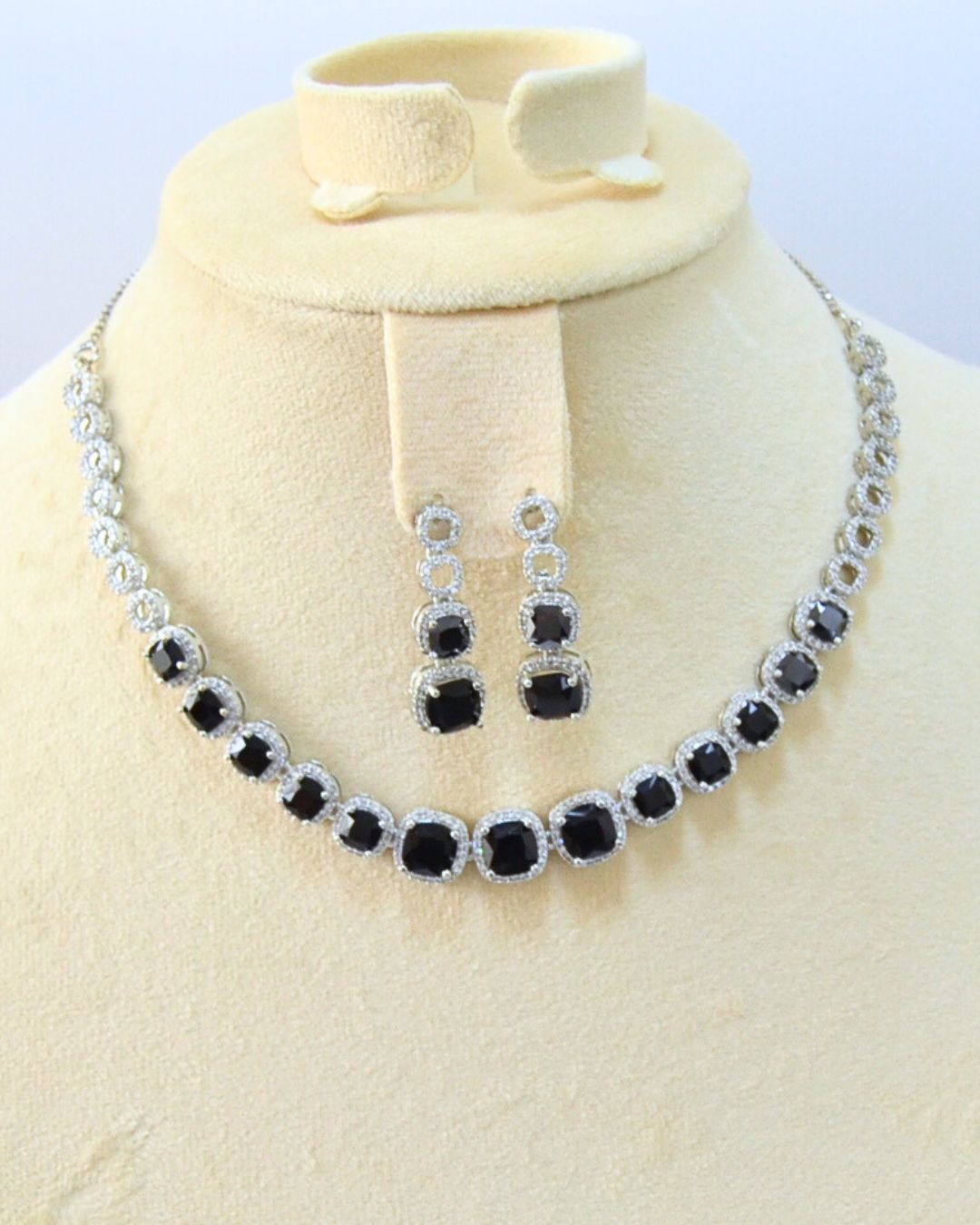 Tarang CZ Necklace Set (available in pink, white & black)