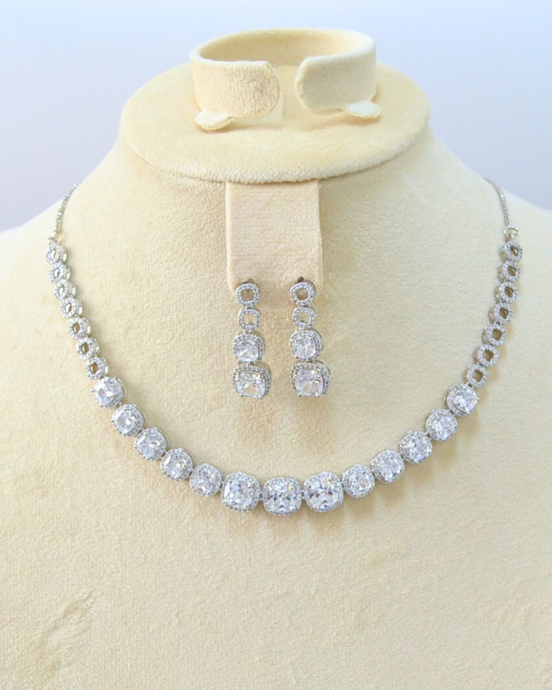 Tarang CZ Necklace Set (available in pink, white & black)