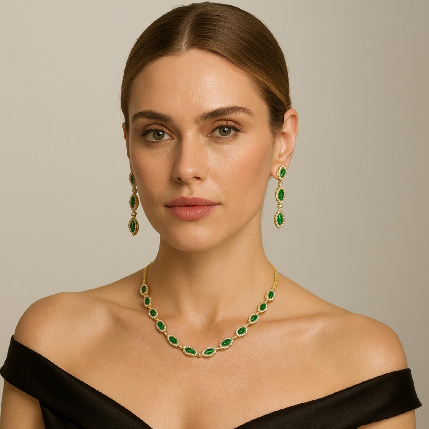 Ziva CZ Necklace Set (available in pink, red & green)