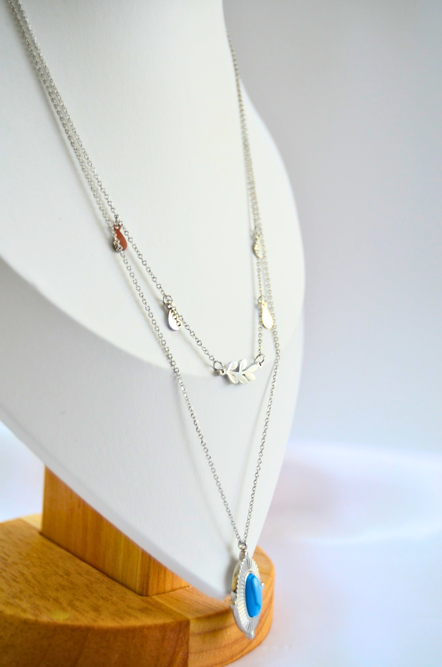 stainless steel, pendant necklace, turquoise, andaazs