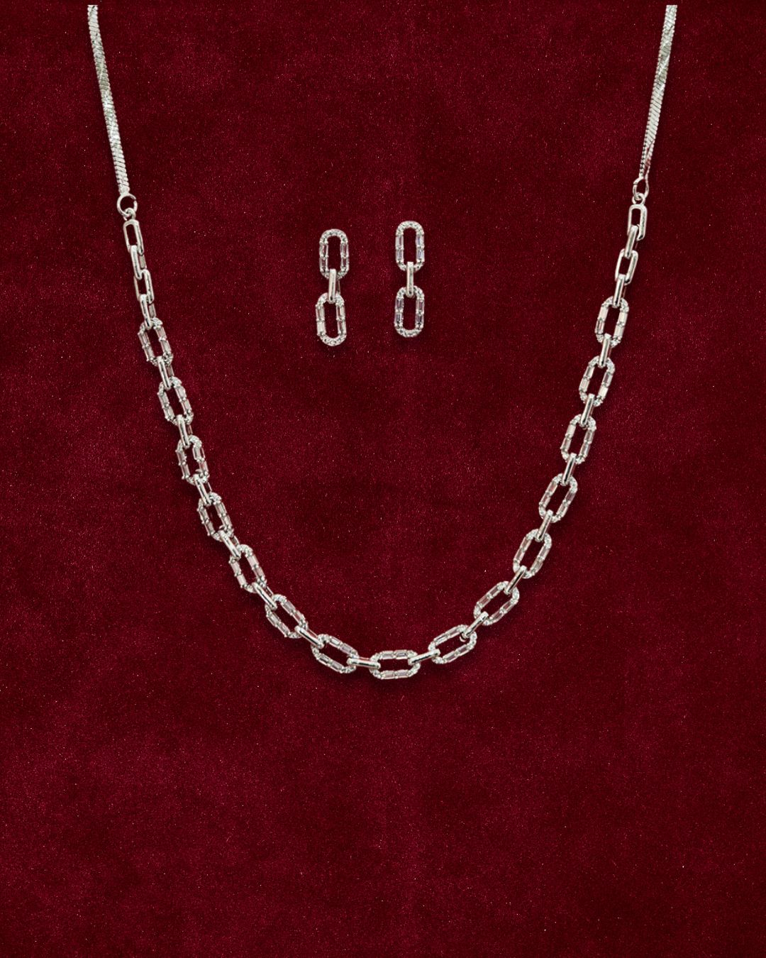 Clip Style CZ Necklace Set