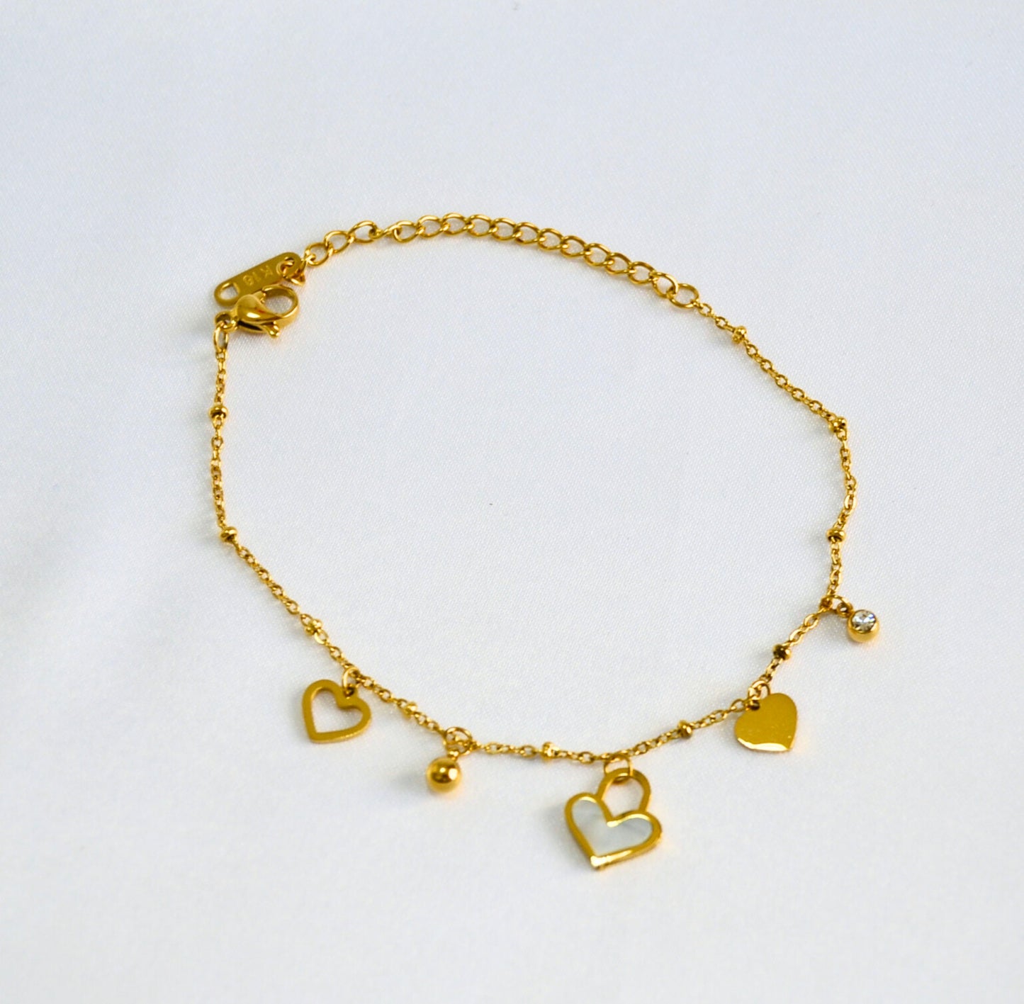hearts bracelet, valentine bracelet, andaazs, gold plated bracelet