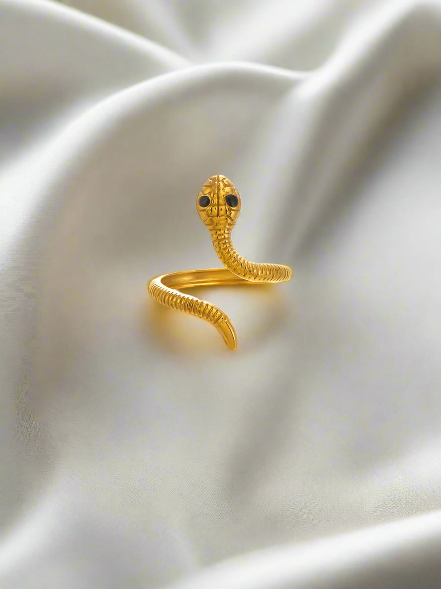 snake ring, gold adjustable snake ring