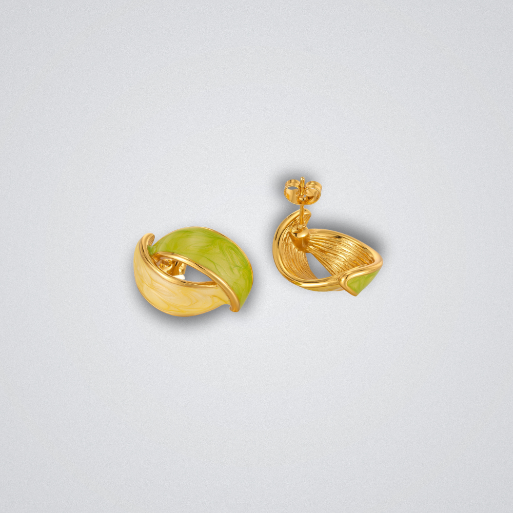 Green Enamel Stud Earrings