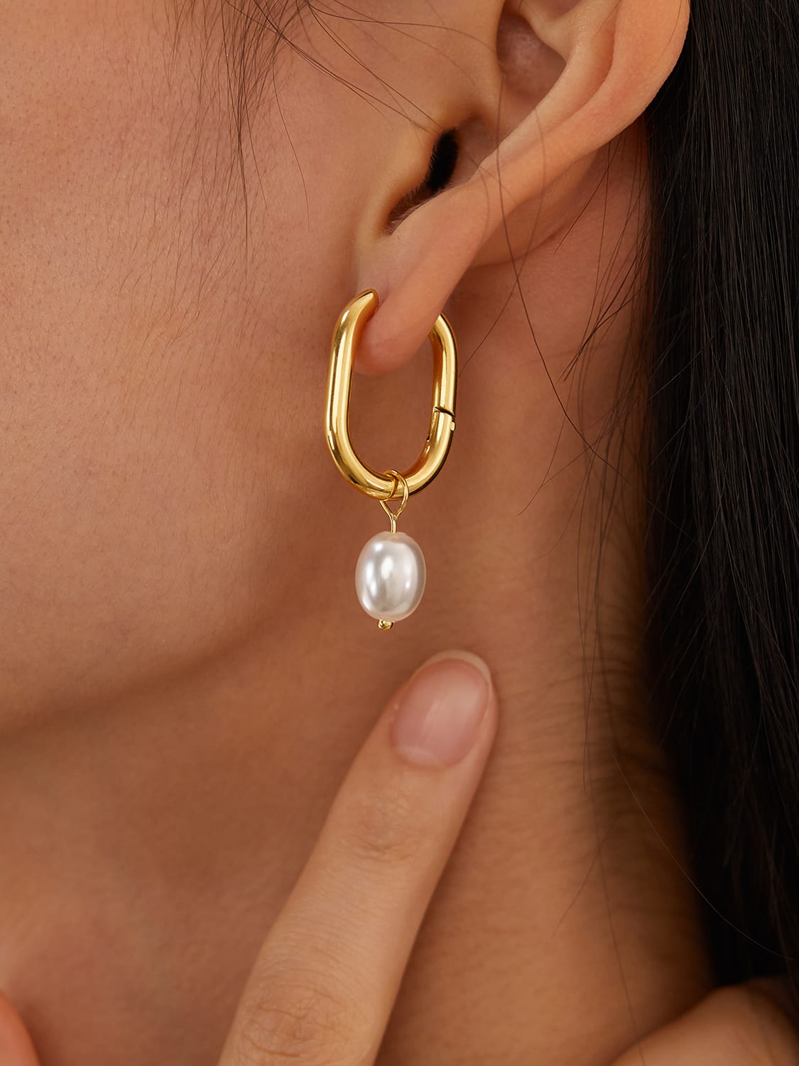 Mystic Pearl Elongated Round Drop Earrings