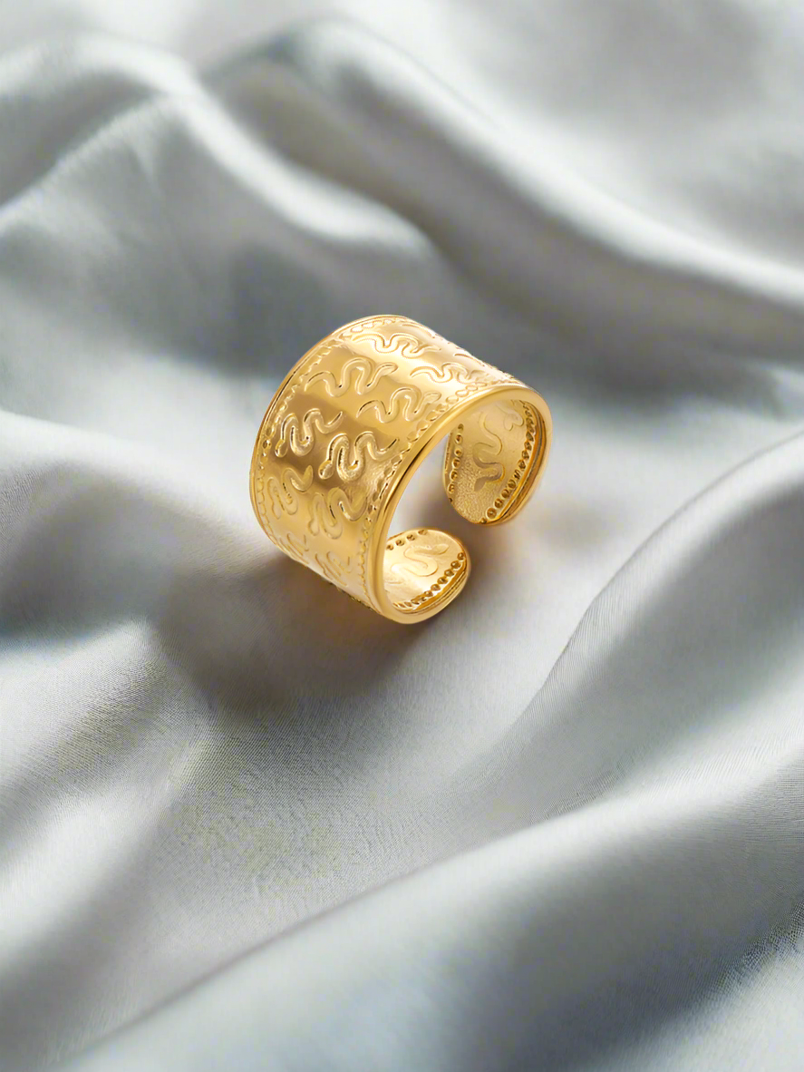 snake ring, band ring, gold adjustable ring