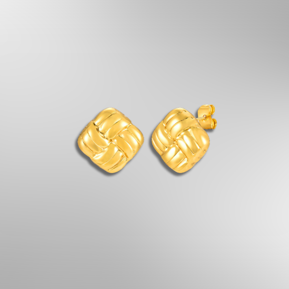 Square Ribbed Stud Earrings