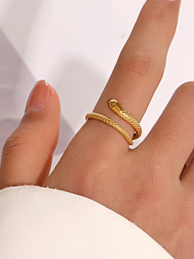 snake ring, adjustable snake ring, gold adjustable ring