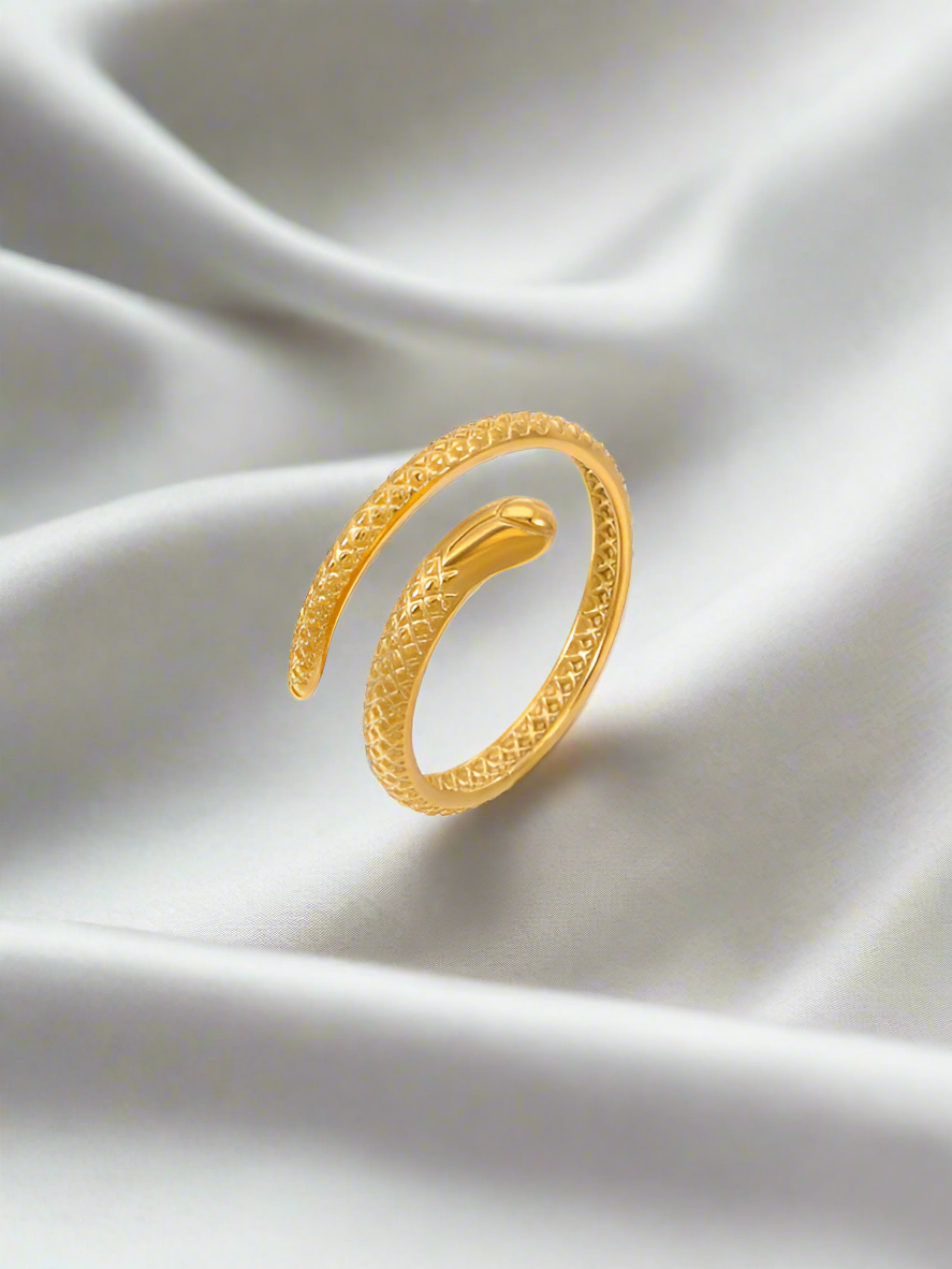 snake ring, adjustable snake ring, gold adjustable ring
