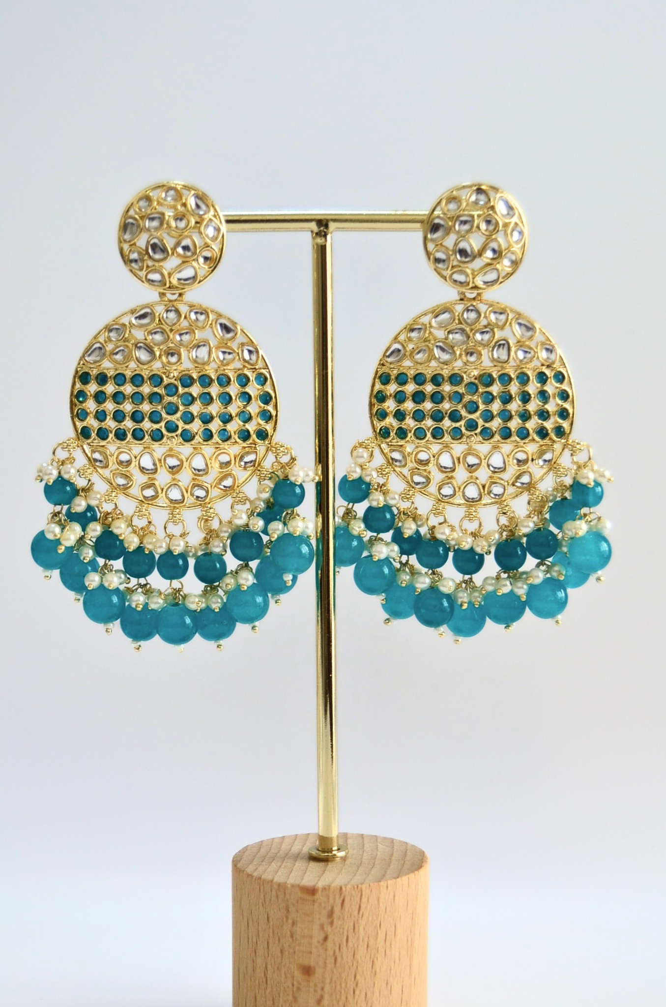 Kundan Dangle Earrings (available in white, purple, teal colors)
