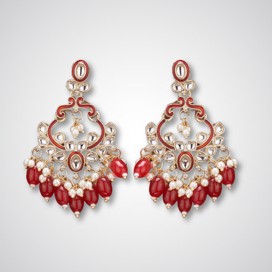 Meenakari Kundan Dangle Earrings (Colors - Mint, Teal, Pink, White, Red)