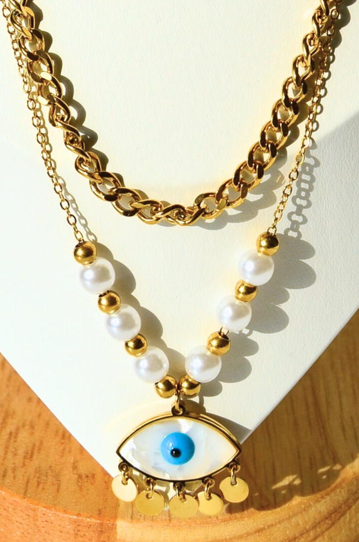 Evil Eye Pendant Layered Necklace