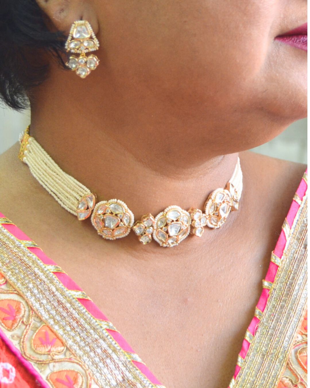 Malak Kundan Pearl Necklace Set