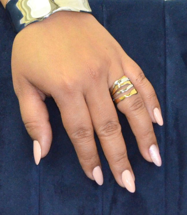 Eclipse Gold Silver Stacked Ring (adjustable)