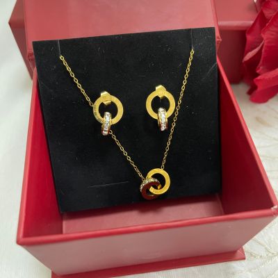 Elegance Roman Design Necklace & Earrings Set