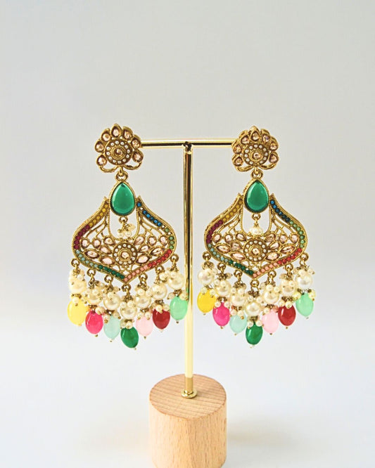 Pearl Crystal Chandbali