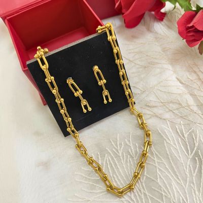 Eclipse Gold Plated Necklace & Earrings Set