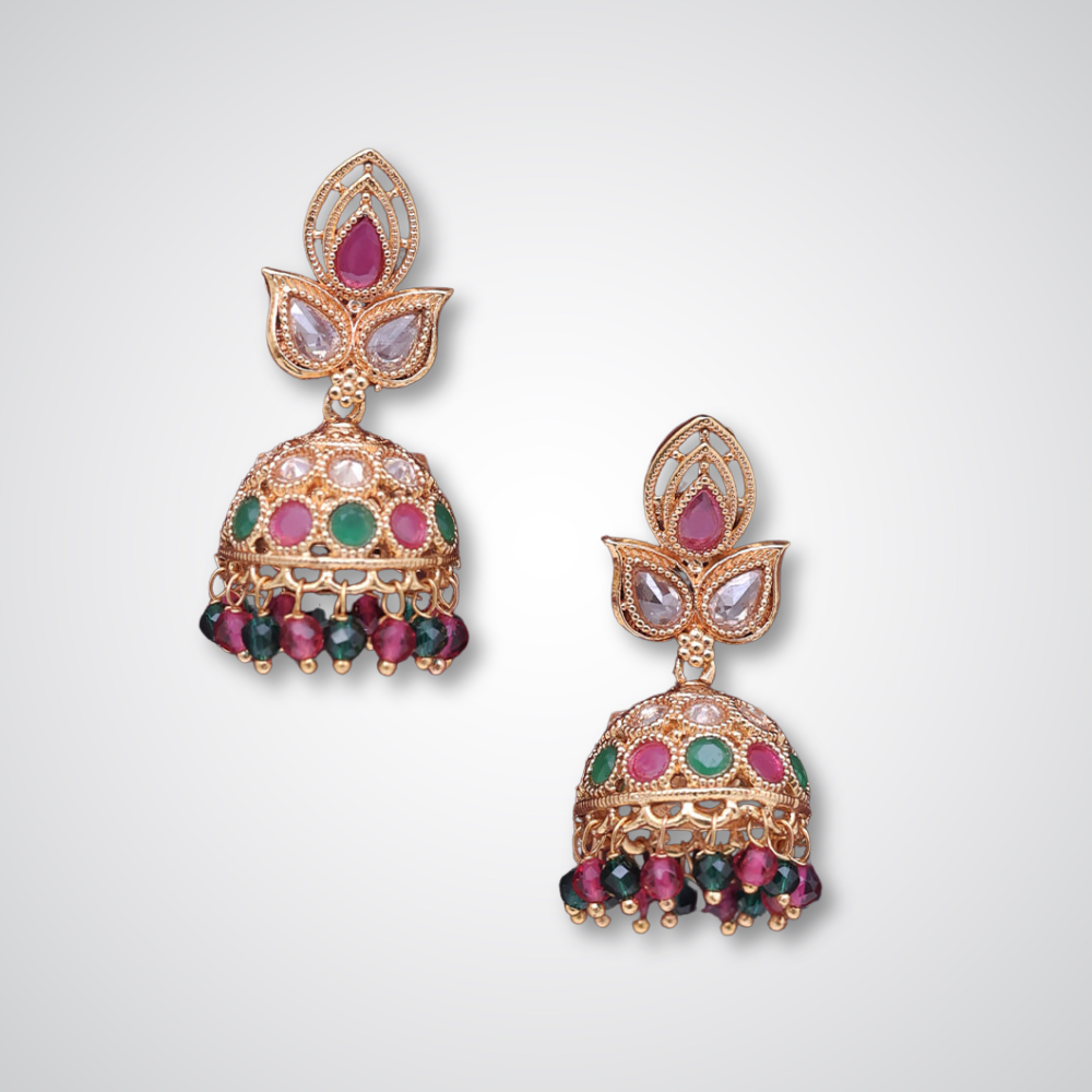 gold plated multicolor jhumki