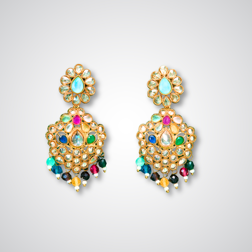 Zarna Drop Earrings (available in white, red-green & multicolor)