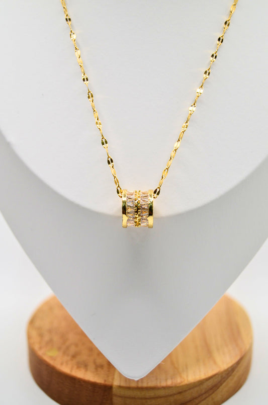 Elegance Gold Necklace with Cylindrical Locket