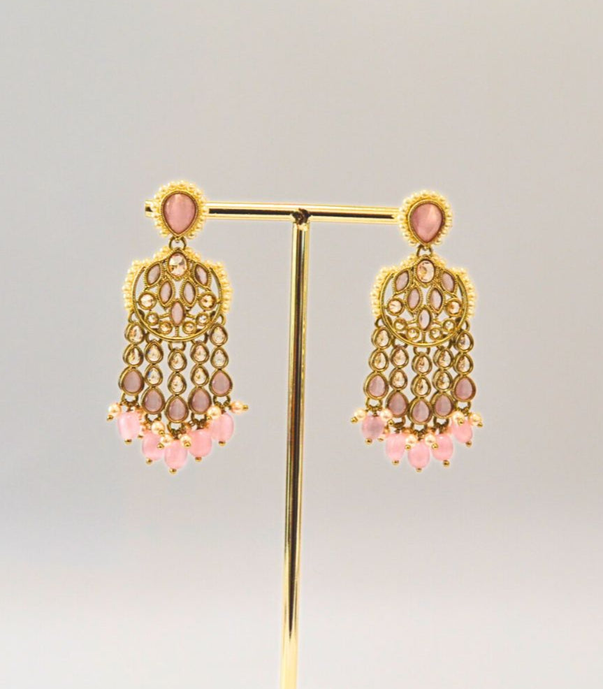 Suvarna Dangle Earrings Pink