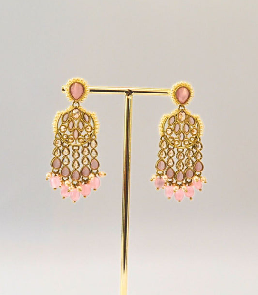 Suvarna Dangle Earrings Pink