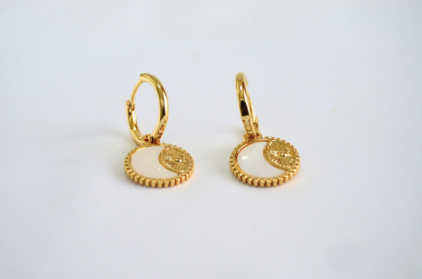 Starlight Gold Shell Coin Drop Earrings