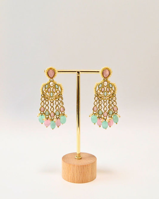 Suvarna Dangle Earrings Mint-Pink