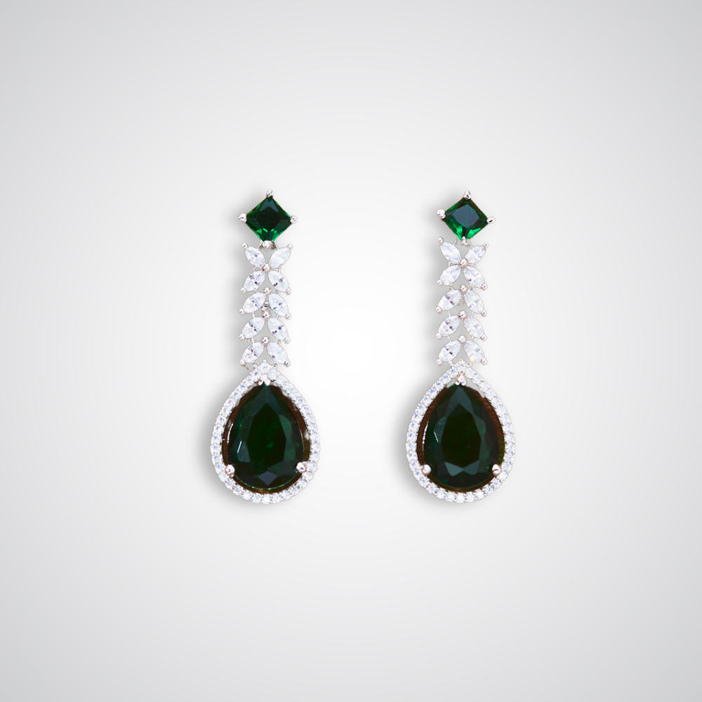 Diva Zirconia Drop Earrings (available in blue, pink, mint, green, magenta, white)