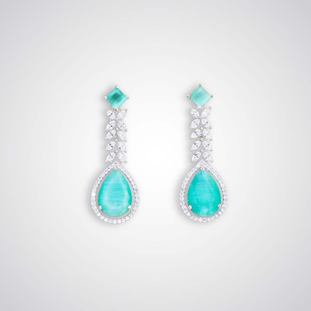 Diva Zirconia Drop Earrings (available in blue, pink, mint, green, magenta, white)