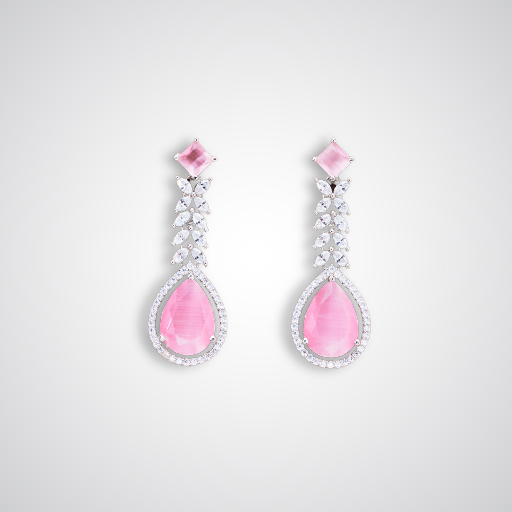 Diva Zirconia Drop Earrings (available in blue, pink, mint, green, magenta, white)