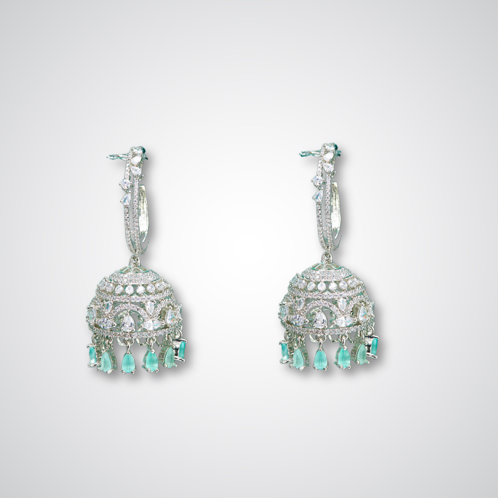 cubic zirconia jhumki, american diamond jhumki