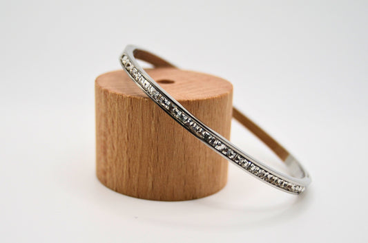 Classic Silver (Stainless Steel) with Crystal Bangle