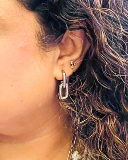 Eclipse Clip Style Silver Drop Earrings