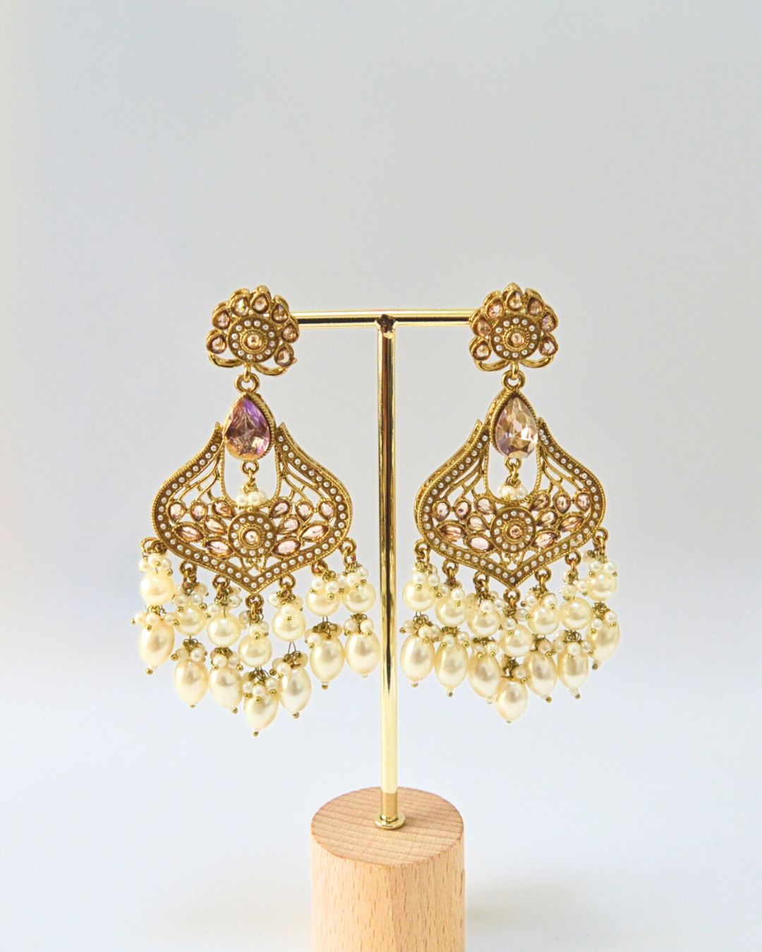 Pearl Crystal Chandbali