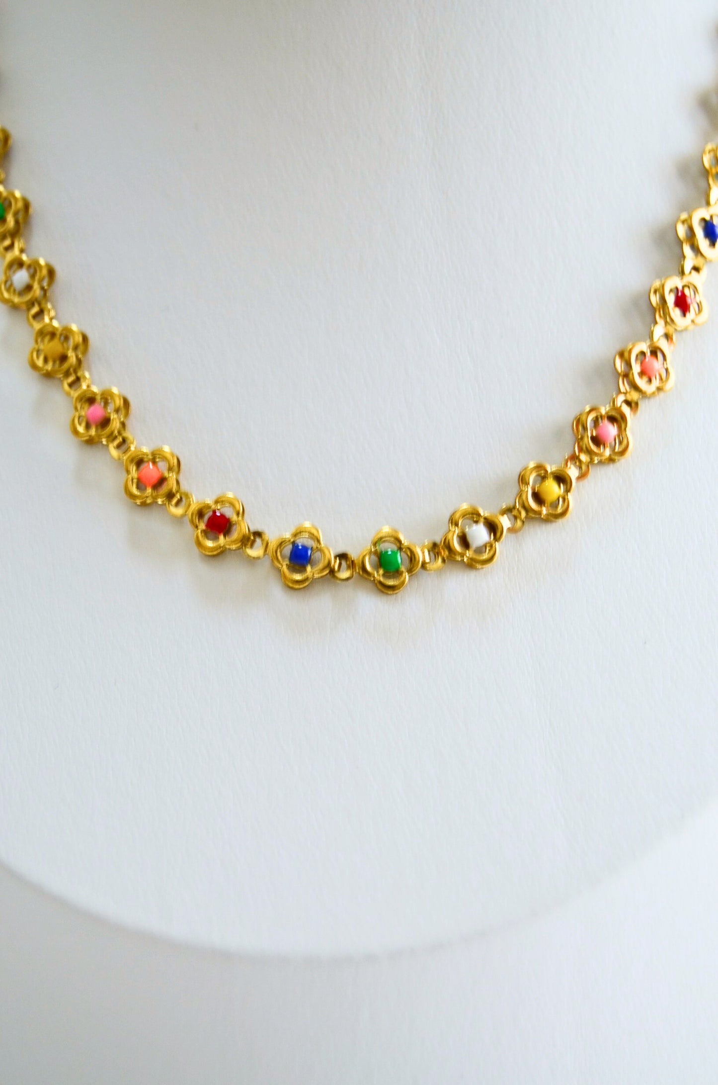 Floral Essence Multicolor Stones Choker Necklace